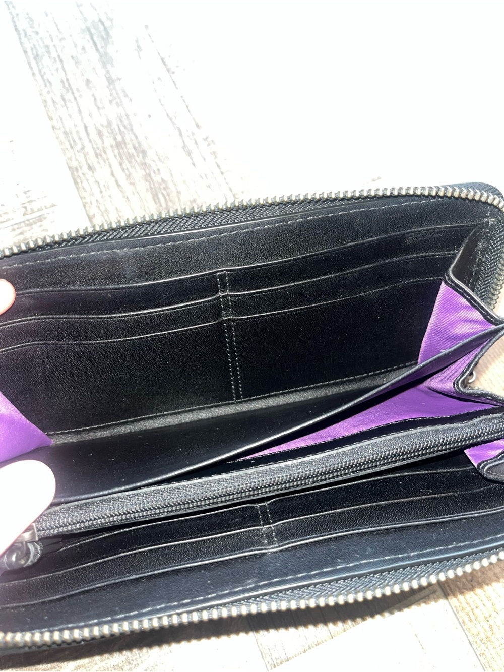 Coach Patchwork Black Gray Mixed-Print Zip Wallet - Picture 5 of 5